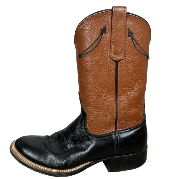 Anderson Bean Shoes - Anderson Bean Black and Brown‎ Leather Cowboy Boots round toe